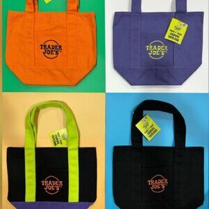 Trader Joes Mini Canvas Tote Bag Set of 4 Halloween LIMITED Fast Ship NWT